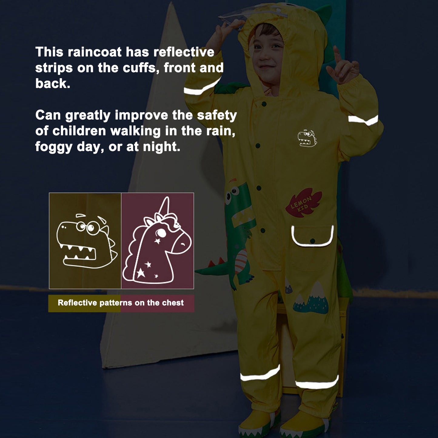 Toddler Rain Suit Boys Girls Waterproof Suit Kids Puddle Suit All in One Coveralls Cartoon Rain Jacket Hoodie Rain Wear