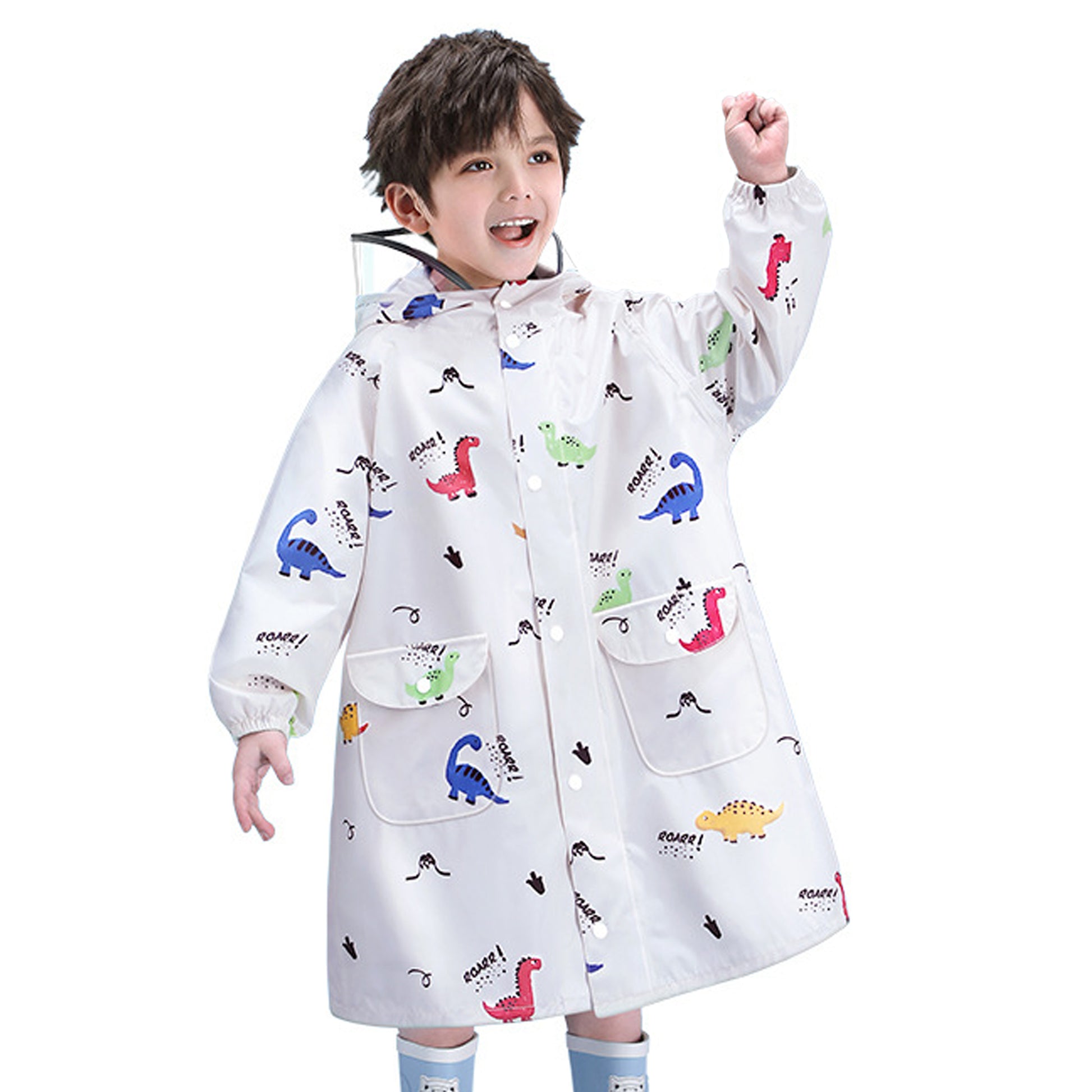 Girls Toddler Raincoat - Waterproof Polyurethane, Hooded, Fun Patterns, With Matching Boots & Umbrella