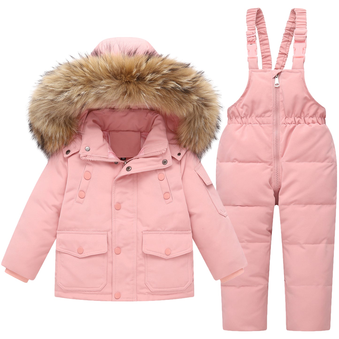 Kids Snowsuit Set 2PCS Ski Suits Puffer Down Jacket + Snow Bib Pants