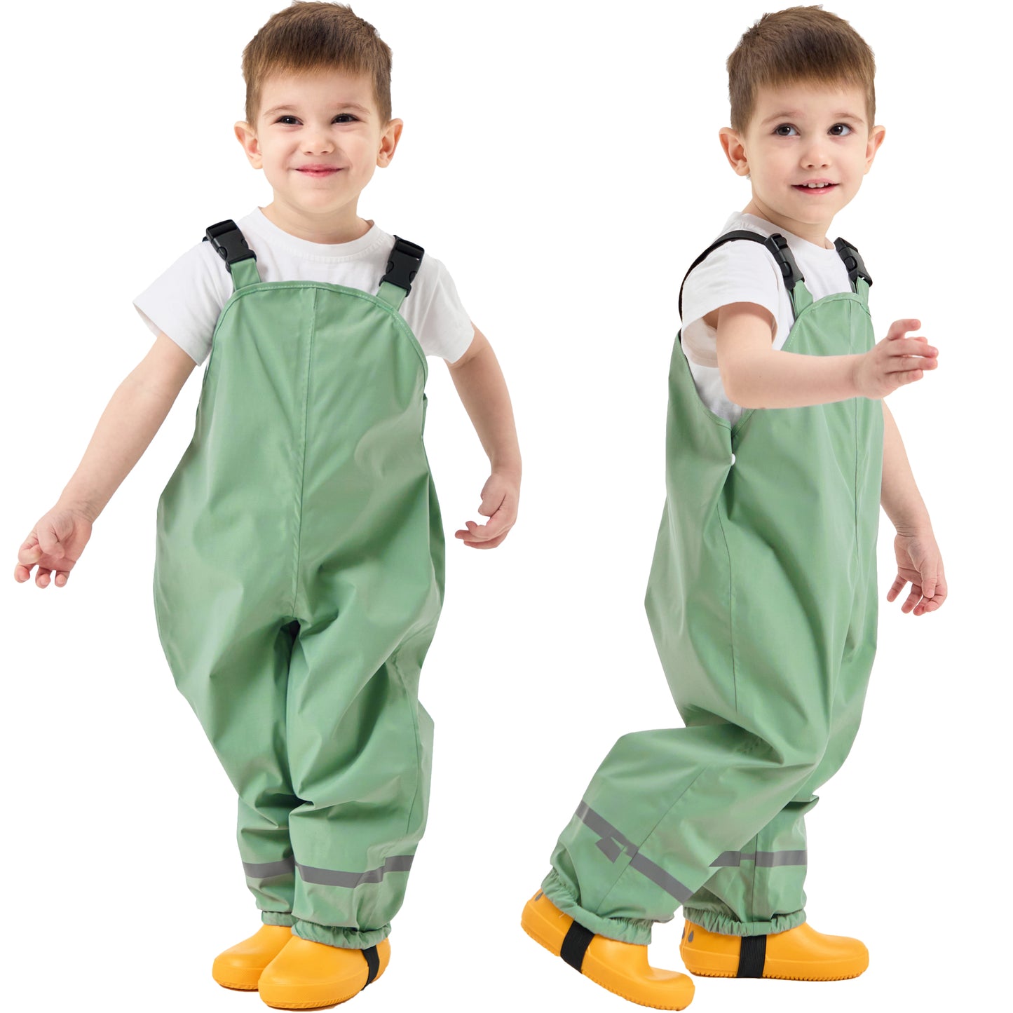 Kids Rain Bib Pants, Toddlers Waterproof Suspender Dirty Proof Rain Wear