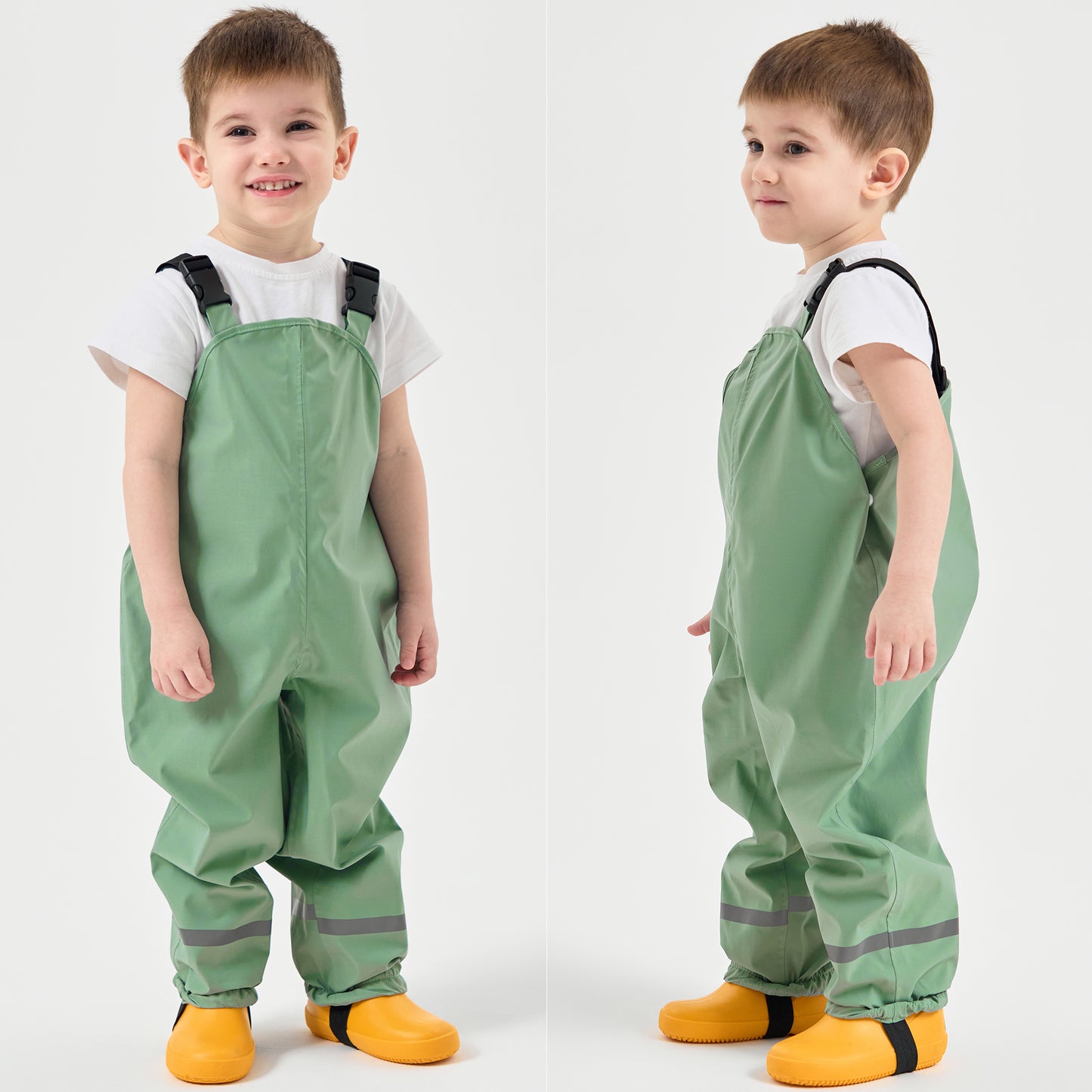 Kids Rain Bib Pants, Toddlers Waterproof Suspender Dirty Proof Rain Wear