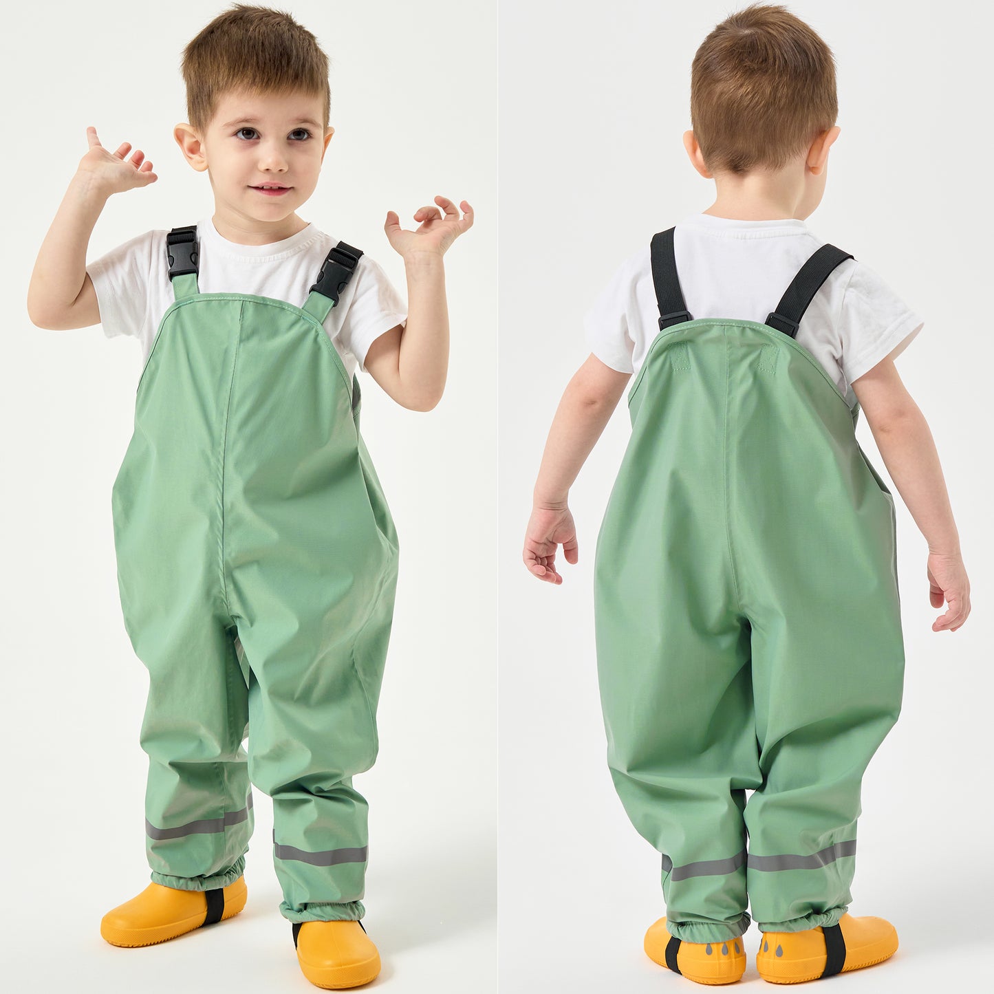 Kids Rain Bib Pants, Toddlers Waterproof Suspender Dirty Proof Rain Wear