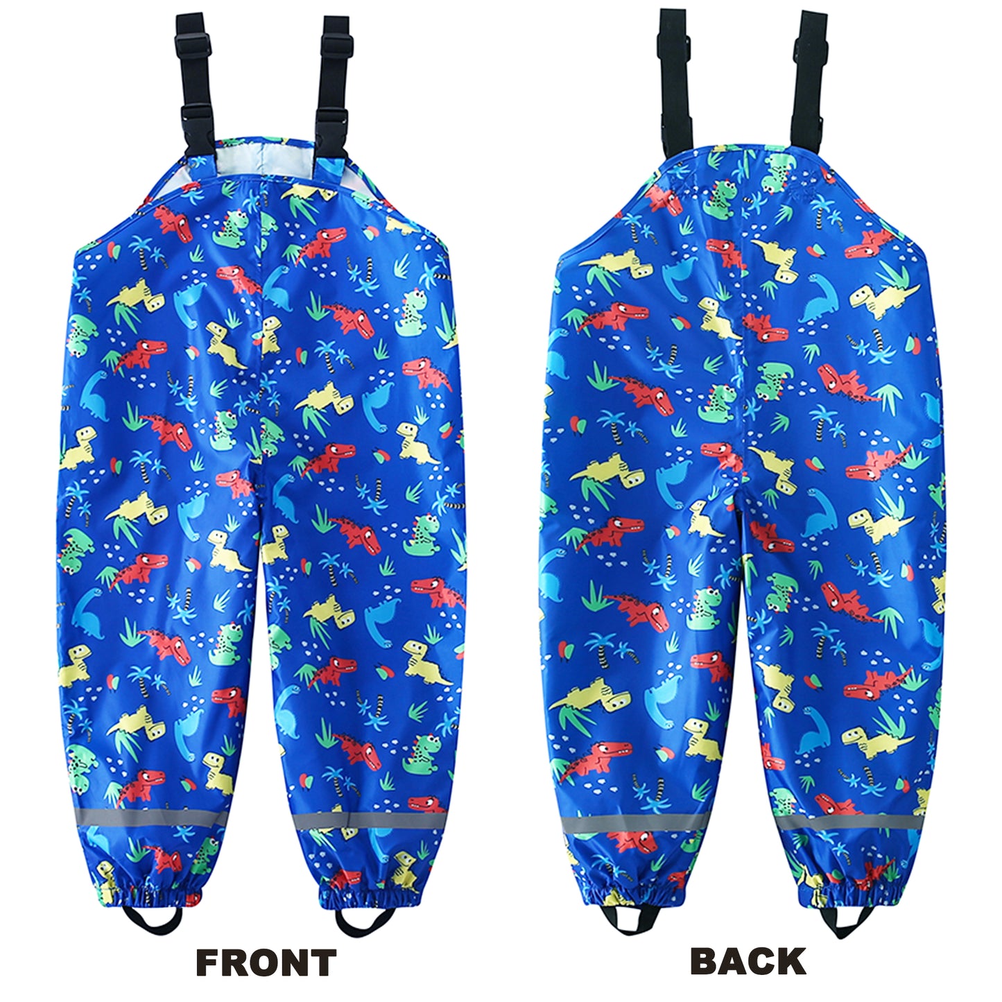 Kids Waterproof Rain Bib Pants, Boys Girls Rain Pants Cartoon Rain Trousers Lightweight Rainwear for Toddlers