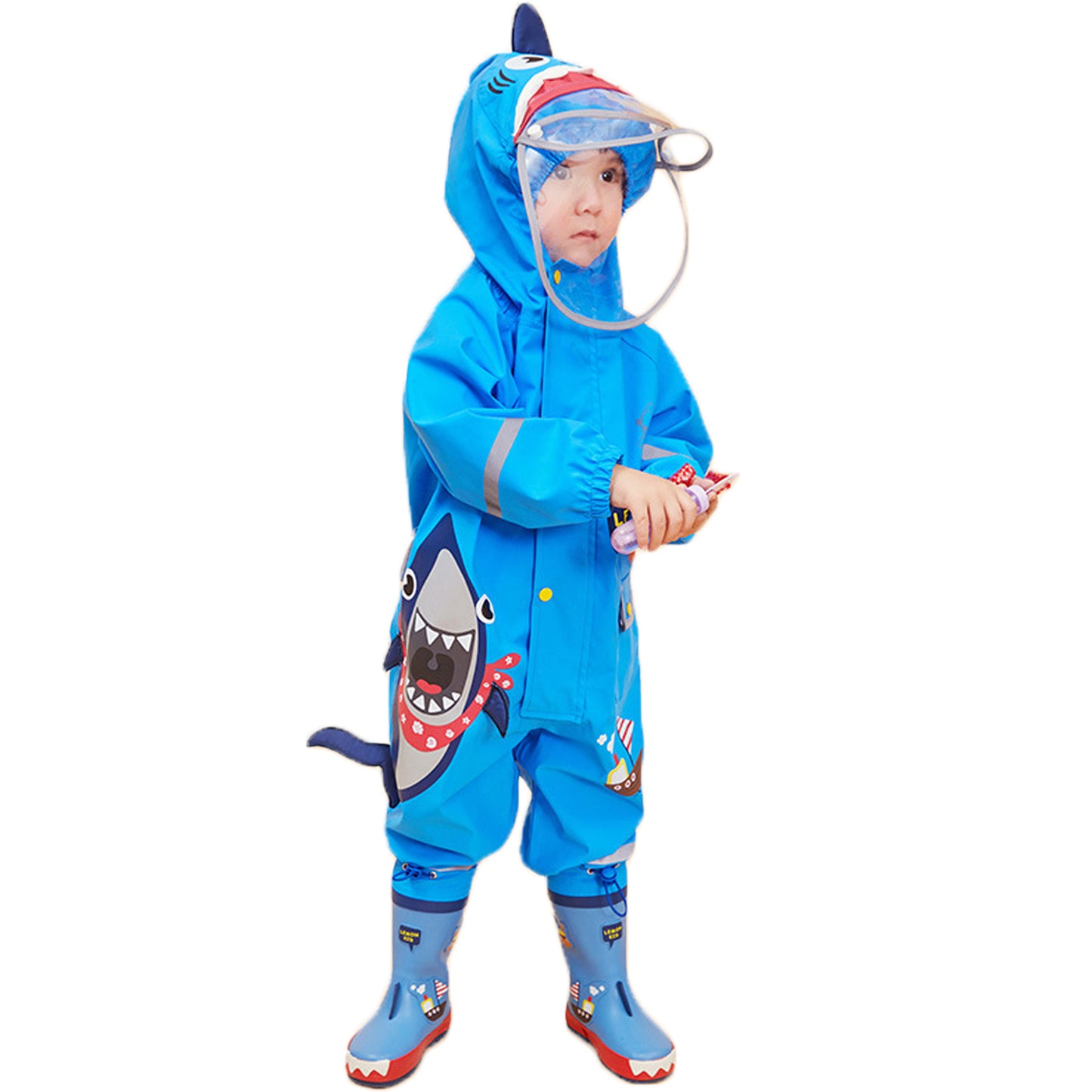 Toddler Rain Suit Boys Girls Waterproof Suit Kids Puddle Suit All in One Coveralls Cartoon Rain Jacket Hoodie Rain Wear