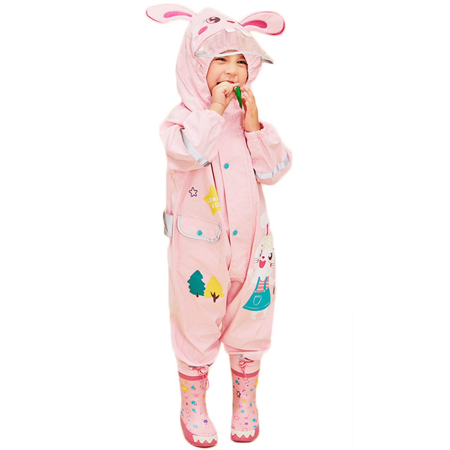 Toddler Rain Suit Boys Girls Waterproof Suit Kids Puddle Suit All in One Coveralls Cartoon Rain Jacket Hoodie Rain Wear