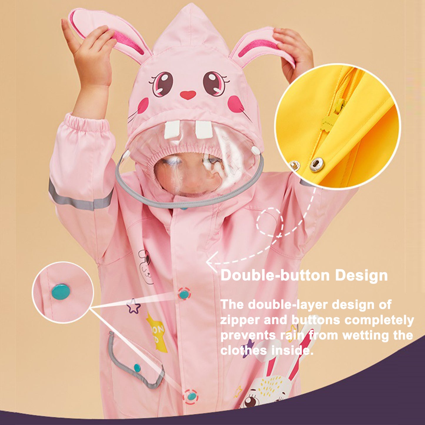 Toddler Rain Suit Boys Girls Waterproof Suit Kids Puddle Suit All in One Coveralls Cartoon Rain Jacket Hoodie Rain Wear