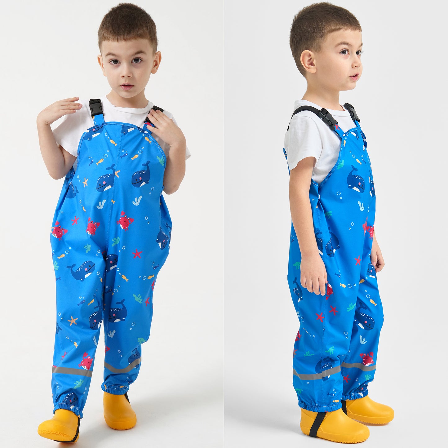 Kids Waterproof Rain Bib Pants, Toddlers Suspender Mud Dirty Proof Rain Wear