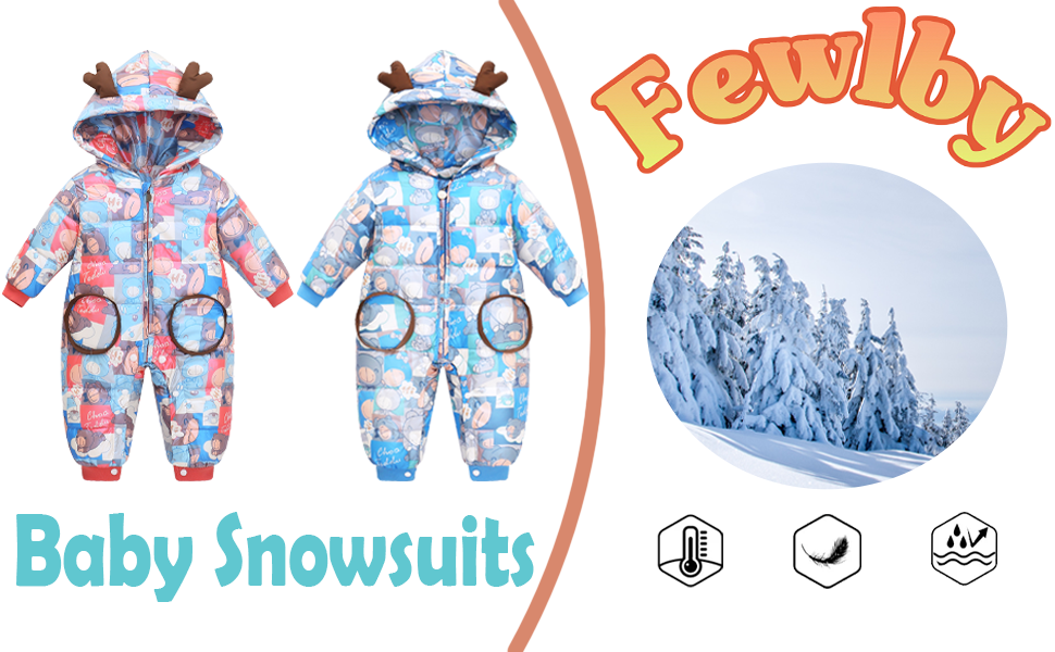 Baby Snowsuit Winter Outerwear Infant One-Piece Hooded Skisuit Boys Girls Thick Jumpsuit Warm Outfits