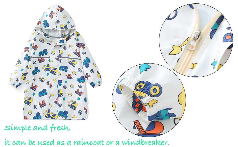 Fewlby Toddler Raincoat Boys Girls Rain Poncho Waterproof Kids Rain Jacket Children Rainwear S-2XL Size