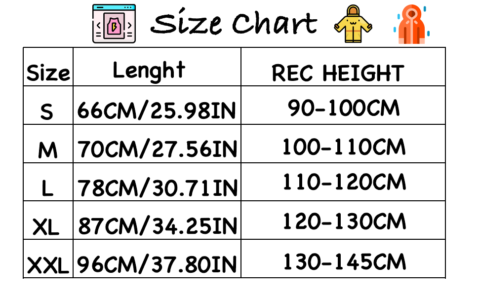 Fewlby Toddler Raincoat Boys Girls Rain Poncho Waterproof Kids Rain Jacket Children Rainwear S-2XL Size
